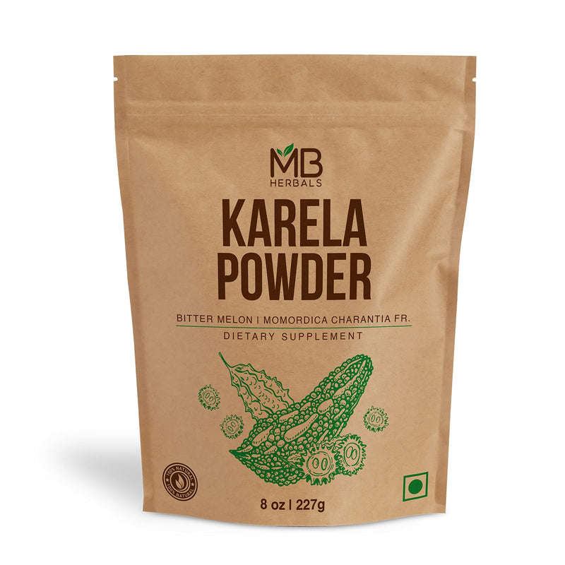 [Australia] - MB Herbals De-Seeded Karela Powder 8 oz / 227 Gram (0.5 lb) | 100% Pure Bitter Melon Powder | Momordica charantia Fr. | No Preservatives Non GMO Gluten Free 
