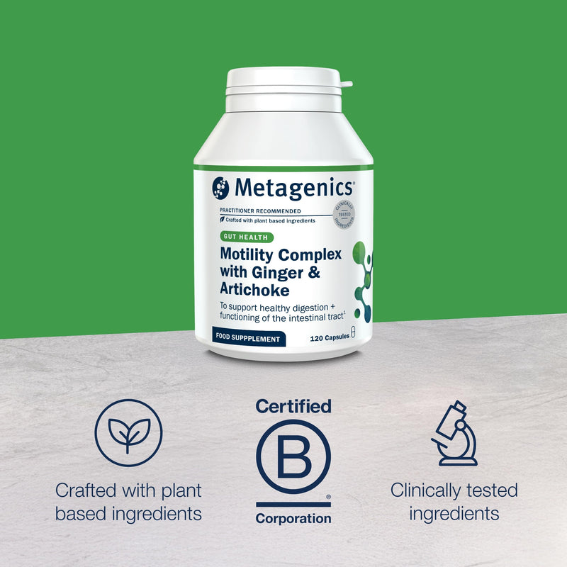 Metagenics Motility Complex with Ginger & Artichoke - Vegan Botanical Blend Capsules for Digestive Support - 120 Capsules