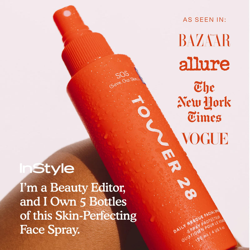 [Australia] - Tower 28 SOS Daily Rescue Facial Spray for Sensitive Skin, Hypochlorous Acid Spray Helps Reduce Redness and Breakouts, Full Size Toner for Face, 4 FL Oz 4 Fl Oz (Pack of 1) 