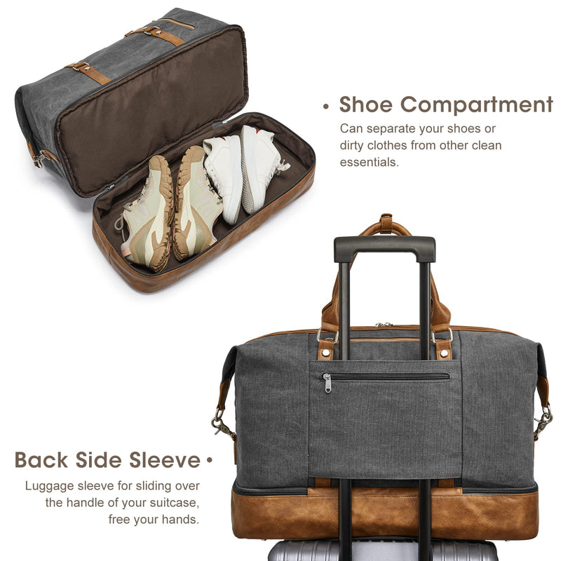 S-ZONE Weekender Bag for Women Men and Leather Luggage Tag for Suitcases