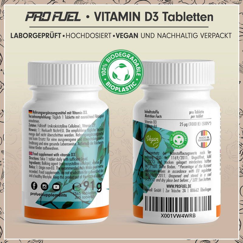 [Australia] - Vitamin D3 VEGAN 1000 IU - 365 tablets - annual supply of vitamin D3 - optimally high dosage - for the immune system and bones - without unwanted additives - laboratory tested with certificate - 100% vegan Vitamin D3 annual supply 91 g (pack of 1) 