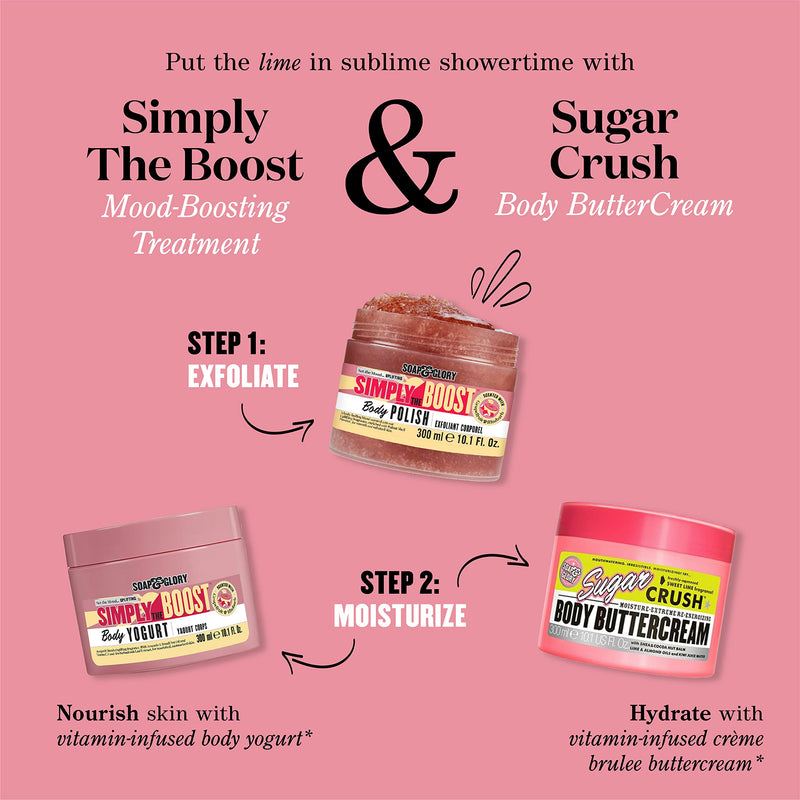 Soap & Glory Simply The Boost Exfoliating Body Scrub - Smoothing & Buffing Body Scrub - Body Polish with Vitamin B5, Vitamin C, & Vitamin E (300ml)