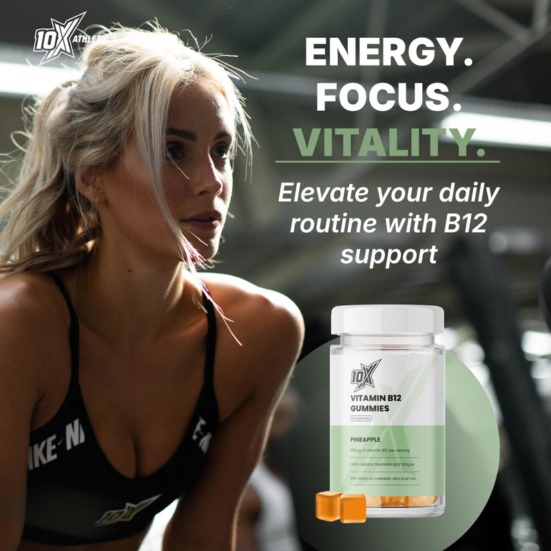 Vitamin B12 Gummies – Pineapple Flavour | Vegan B12 for Energy, Focus & Mental Clarity | Energy Metabolism | Immune Support | Fatigue Relief | Vitamins for Men & Women | 60 Gummies
