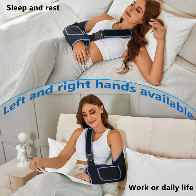 Arm Sling Shoulder Immobilizer-Rotator Cuff Support Brace-Comfortable Medical Sling for Shoulder Injury,Left and Right Arm,Men and Women,for Broken,Dislocated,Fracture,Strain(Large) Large