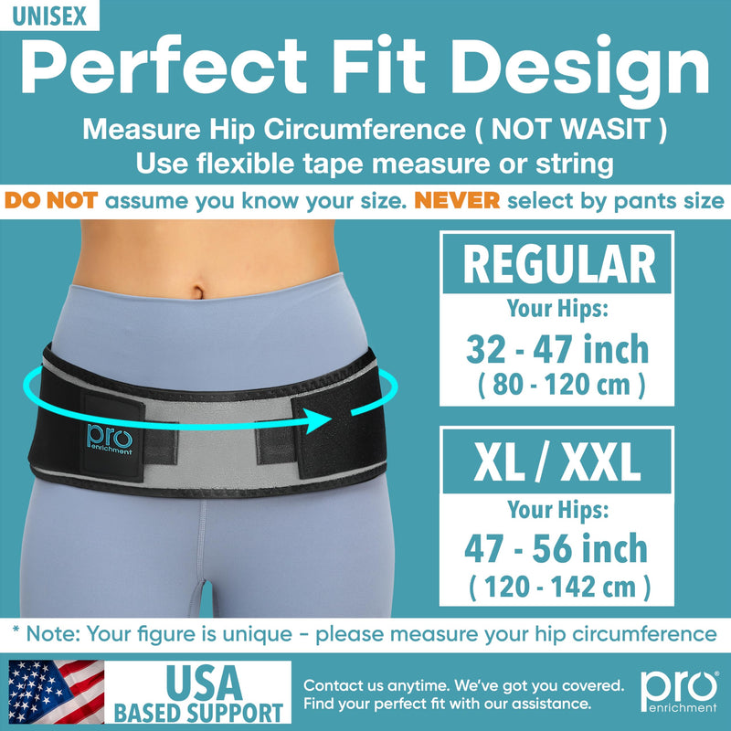 Sacroiliac Hip Belt for SI Joint Dysfunction – USA Patented SI Belt for Women & Men. Lower Back Brace & Hip Support for Pelvic, Nerve, Sciatica Pain Relief. Adjustable & Non-Slip (Regular) REGULAR (Hip Size 32-47 inch)