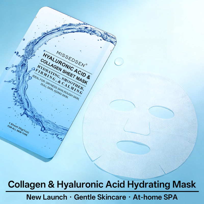 Collagen Face Mask 25PCS | With Hyaluronic Acid & Vitamin E, for dry/sensitive skin, Cruelty-free 1 Ounce (Pack of 25)