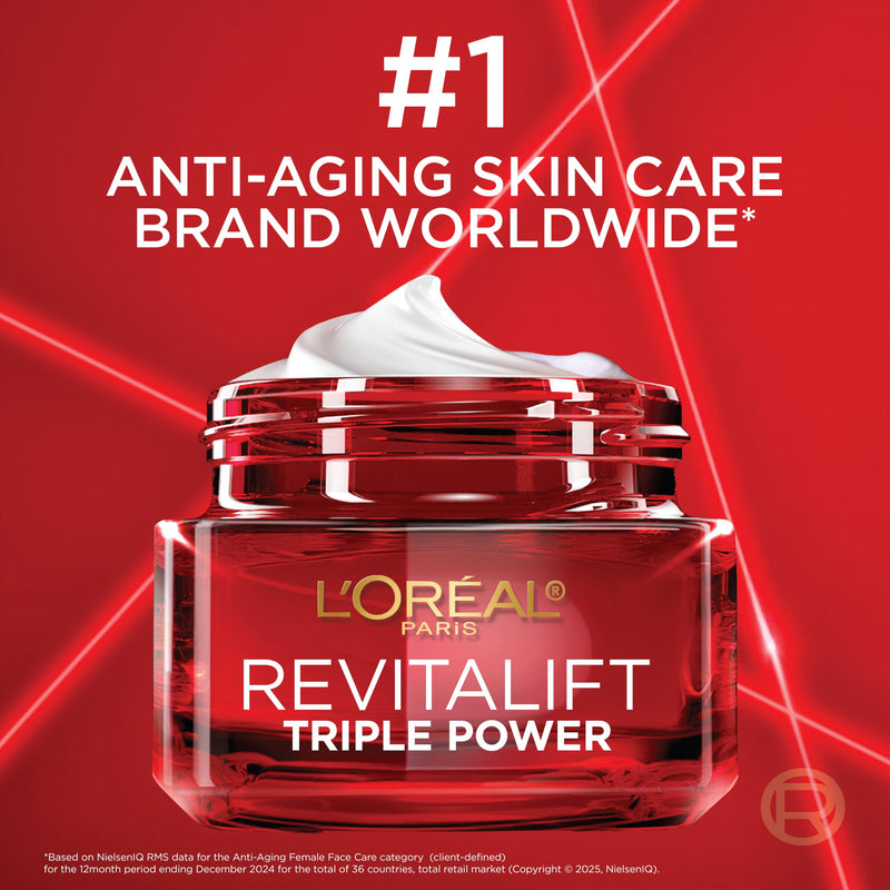 L'Oreal Paris Revitalift Triple Power Anti-Aging Face Moisturizer, Pro Retinol, Hyaluronic Acid & Vitamin C to Reduce Wrinkles, Firm & Brighten Skin, 1.7 Oz Scented 1.7 Ounce (Pack of 1)