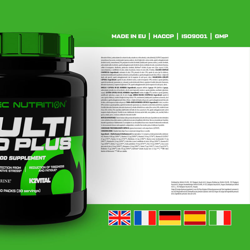 Scitec Nutrition Multi Pro Plus - 29-in-1 Multivitamin Food Supplement with Omega-3, Calcium, and Ginseng - 30 Day Supply in Convenient Sachets