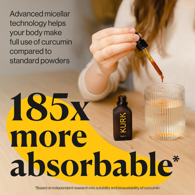 KURK Essential Liquid Turmeric Supplement, Turmeric Curcumin Drops, Oil for Advanced Everyday Wellness, Focus & Energy, 185x More Absorbable Than Powders, Plant-Based (Lemon) (30ml) Lemon 30 ml (Pack of 1)
