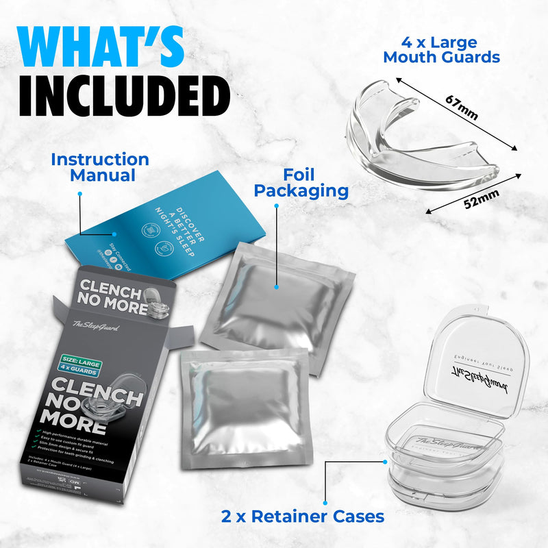 [Australia] - TheSleepGuard Mouth Guard for Clenching Teeth at Night [Pack of 4, Large Size - Men] – Custom Night Guards for Teeth Grinding – Nighttime Protection During Sleep for Adults 