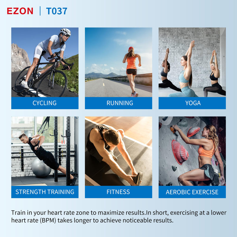 [Australia] - EZON Heart Rate Monitor Chest Strap and Digital Watch T037,5ATM Waterproof Fitness Tracker with HRM,Calories Burned,Stopwatch and Hourly Chime (Watch Band Included) 