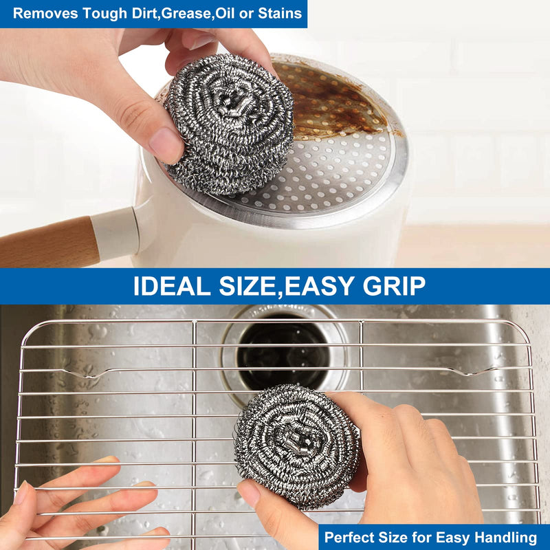 [Australia] - 10 Pack Stainless Steel Scrubber, Steel Wool Srubber for Scouring Stubborn Messes from Pots and Pans, Stoves,Broiler Racks,Grills and More Stainless Steel-Pack of 10 Scrubbers 