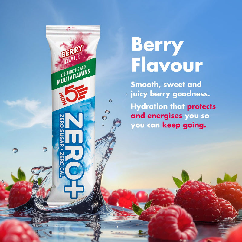 HIGH5 Zero+ Electrolytes Hydration Sachets with Multivitamins - Sugar Free Electrolytes Powder with 22 Vitamins & Minerals - On-the-Go Rehydration Sachets for Daily Energy (Berry, 16 x 7g) Berry