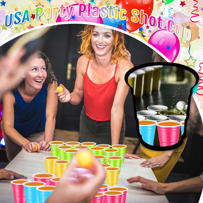 [Australia] - 100 Pack 2 oz Plastic Shot Cups,Mini Disposable Shot Glasses 2 oz Small Plastic Cups for Wedding, Graduation Party, Beer Taste Serving, Snacks(Multi Colors) Multi Colors 