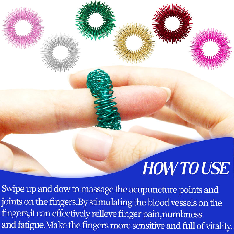 [Australia] - 10 Pcs Acupressure Rings Fidget Toy Trichotillomania Fidget Toys Silent Fidget Toys Acupressure Rings Sensory Ring Stress Relief Rings Sensory Finger Rings for Adults Silent Stress Reducer 2 