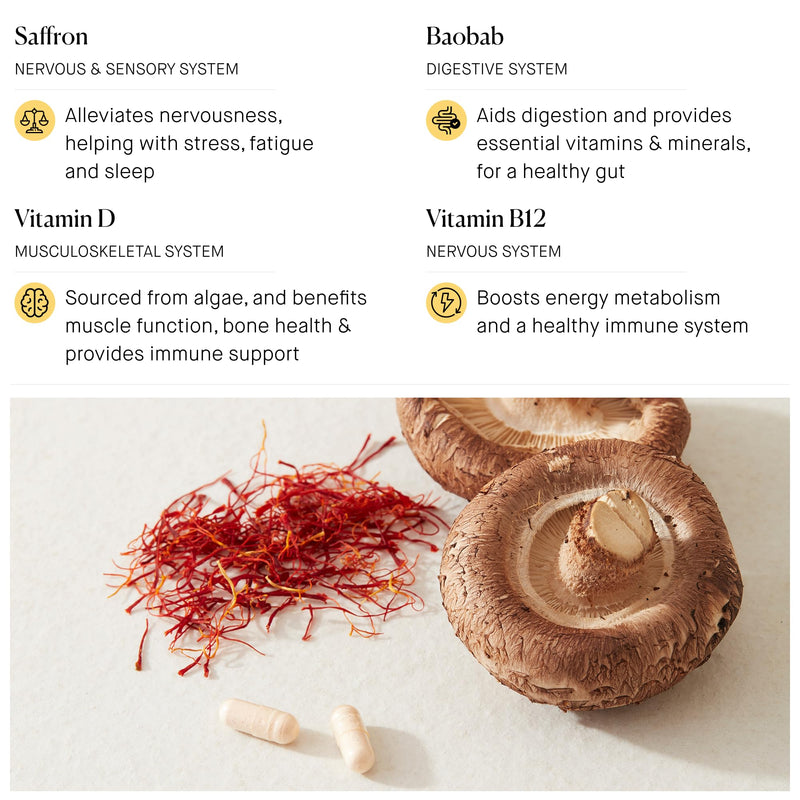 The Naked Pharmacy | Saffrosun for Children | Sleep & Balance | Natural Saffron Supplements with Vitamins D3 & B12 | High Strength | No Additives | Vegan | 60 Capsules 60 count (Pack of 1)