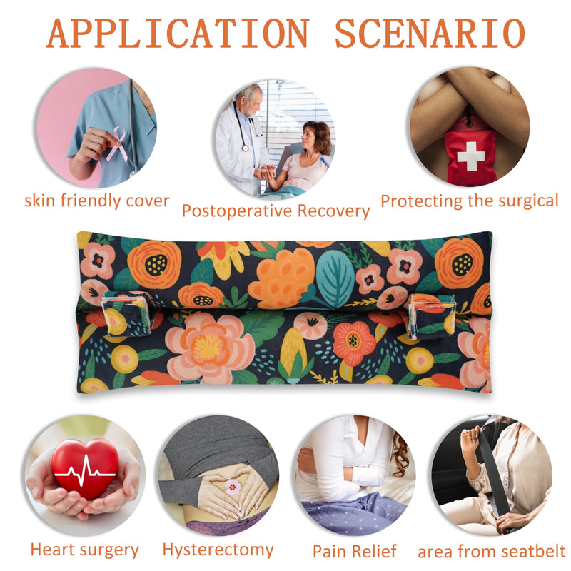 [Australia] - Mastectomy Pillow, Post Heart Surgery Seatbelt Pillow Csection Pillow Port Pillows for Chemo Patients Seatbelt Hysterectomy Pillow for Car, Pacemaker Protector Breast Cancer Seat Belt Gifts for Women Black Orange 