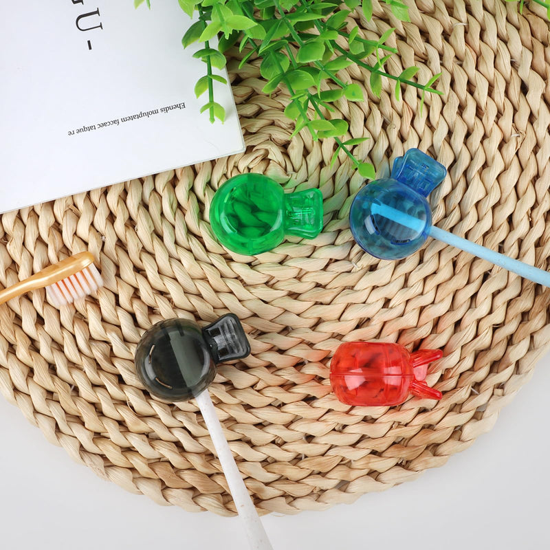 [Australia] - 4 Pack Travel Toothbrush Head Covers Portable Toothbrush Protector Cap Brush Pod Case Plastic Protective Clip for Household Travel, Camping, Bathroom, School, Business Blue, Green, Grey, Red 
