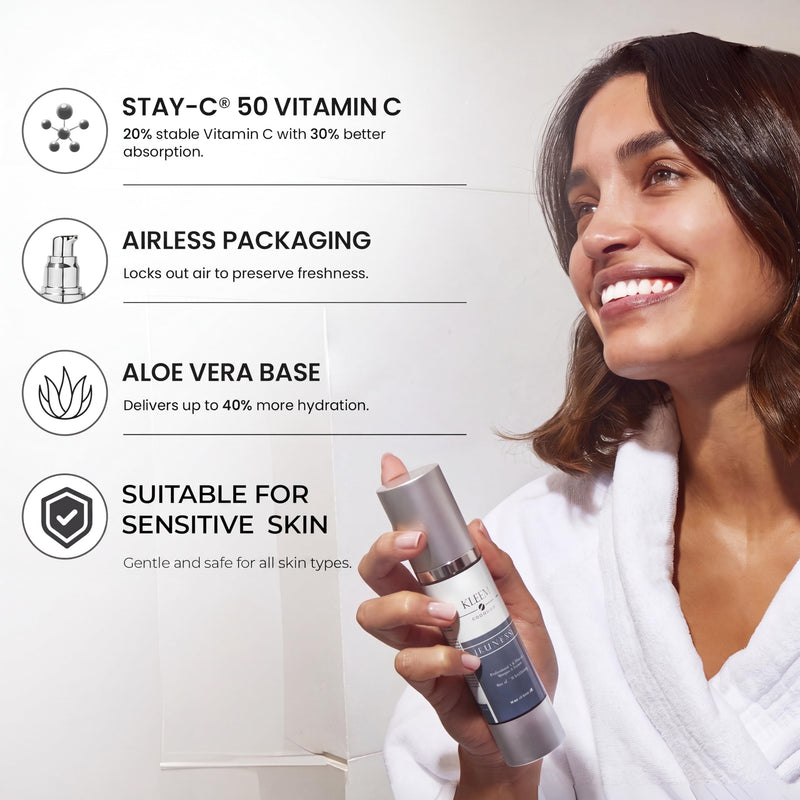 Kleem Vitamin C Serum for Face - Anti-Aging & Brightening - 1.7 oz | Illuminates dull skin & diminishes dark spots for a healthy, glowing complexion. Cruelty Free, EWG Verified & Made in the USA 1.7 Fl Oz (Pack of 1)