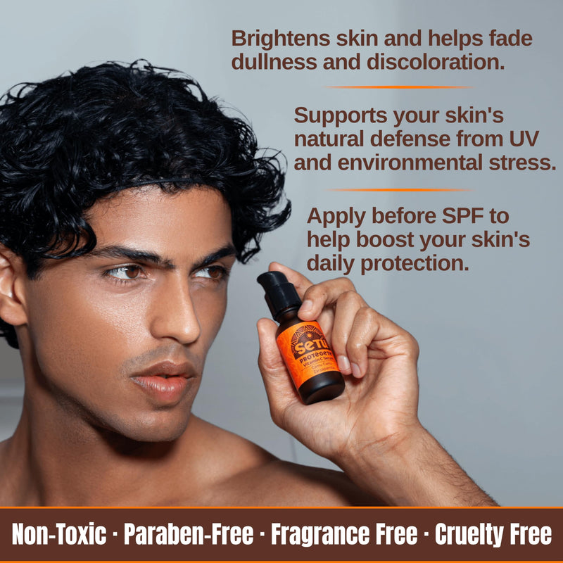 Setú PROTÉGETE Vitamin C Serum for Men - Camu Camu & Hyaluronic Acid | Dermatologist-Developed to Brighten & Even Skin Tone - Antioxidant Protection For All Skin Types