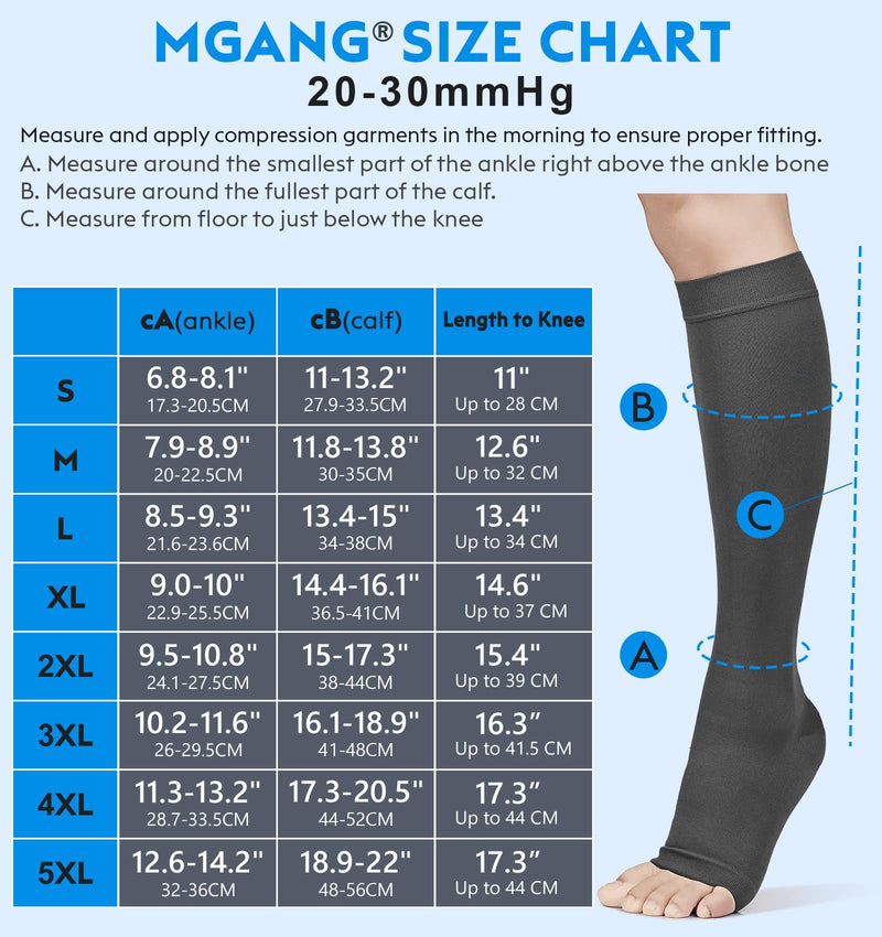 [Australia] - MGANG® Short Length 20-30 mmHg Compression Stocking for Men and Women, Reduced Length, Open Toe, Opaque, Support Hose for Varicose Veins, Edema, DVT, Pregnancy, Beige X-Large Short Length Beige 