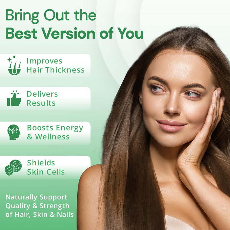 Strength & Spices Hair, Skin & Nails 100% Natural Supplement – 20 Ingredients w Biotin Selenium & Zinc - 60 Vegan UK Made 1000mg Capsules
