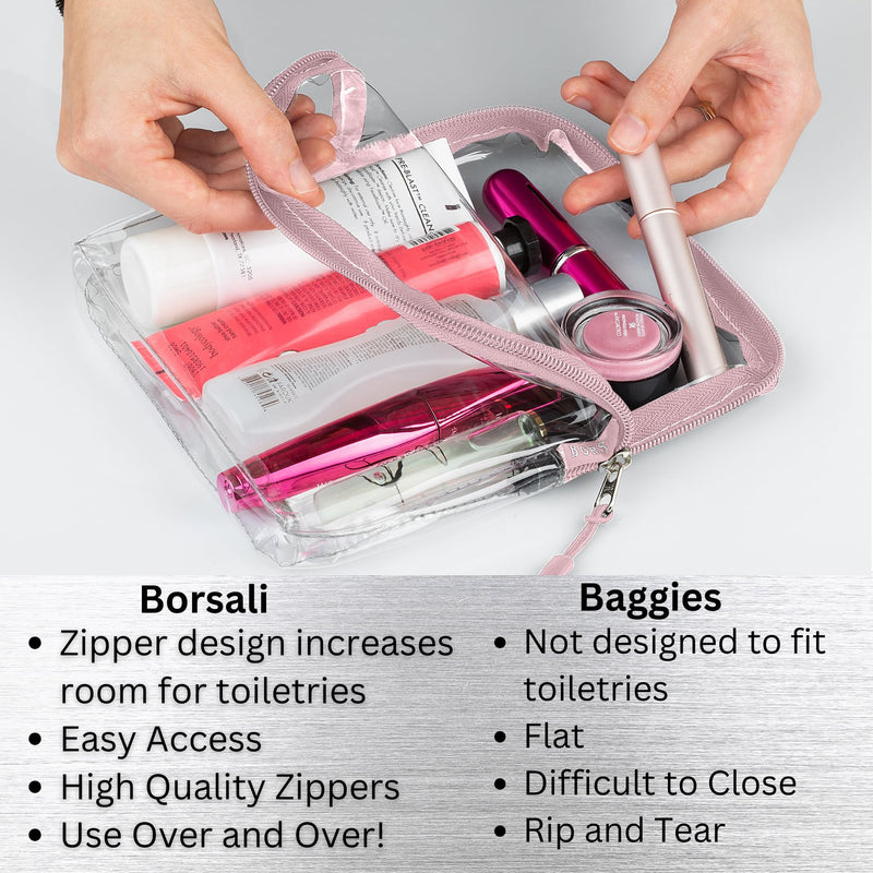 Rose TSA Quart Size Bag Approved for Carry On Travel with Brown Small Crossbody Bag for Women and Paper Soap Sheets 1 Case with 50 Sheets To Go