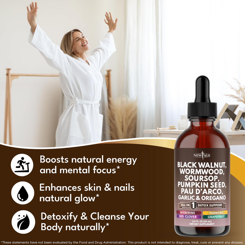 [Australia] - Black Walnut Wormwood Cleanse Drops - Liquid Soursop, Garlic, Pumpkin Seed, PAU D'Arco, Oil of Oregano, Turmeric, Berberine, Neem Extract, Hull Bark, Tincture - 8oz 8 Fl. Oz (Pack of 4) 
