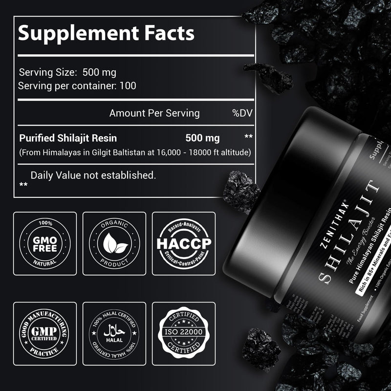 Pure Himalayan Shilajit Resin 50g - Gold Grade 100 Percent Organic Shilajit, Rich in Fulvic & Humic Acid, 85+ Minerals, Boosts Energy & Immunity, Vegan, Lab Tested