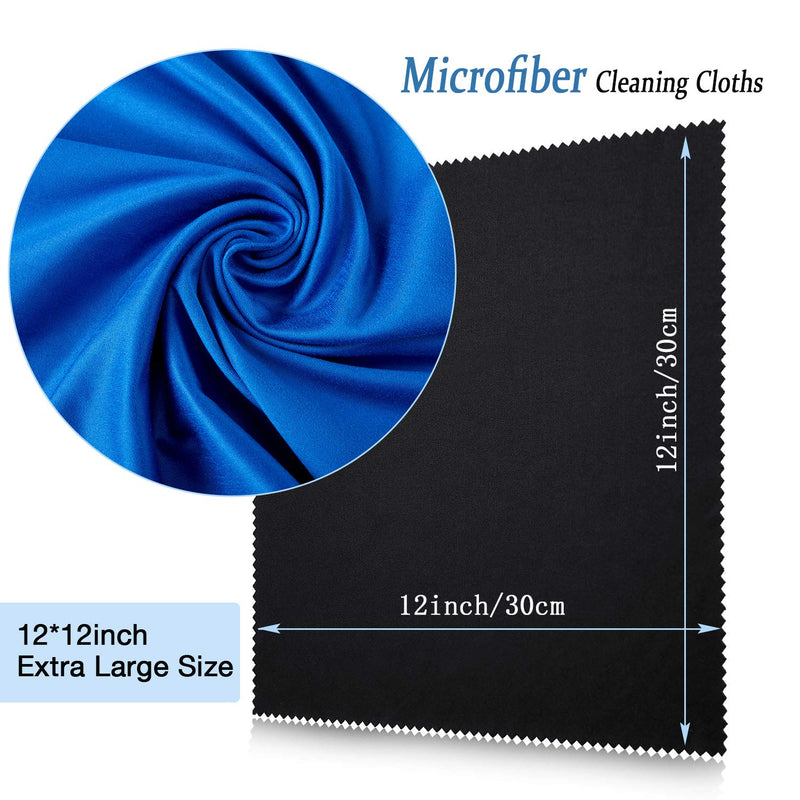 [Australia] - Frienda 12 Pack Large Microfiber Glass Cleaning Cloths 12 x 12 Inch Oversized Eyeglass Sunglasses Cleaning Cloths for Electronics Glasses Screens and Lenses(Black, White, Gray, Royal Blue) Black, White, Gray, Royal Blue 