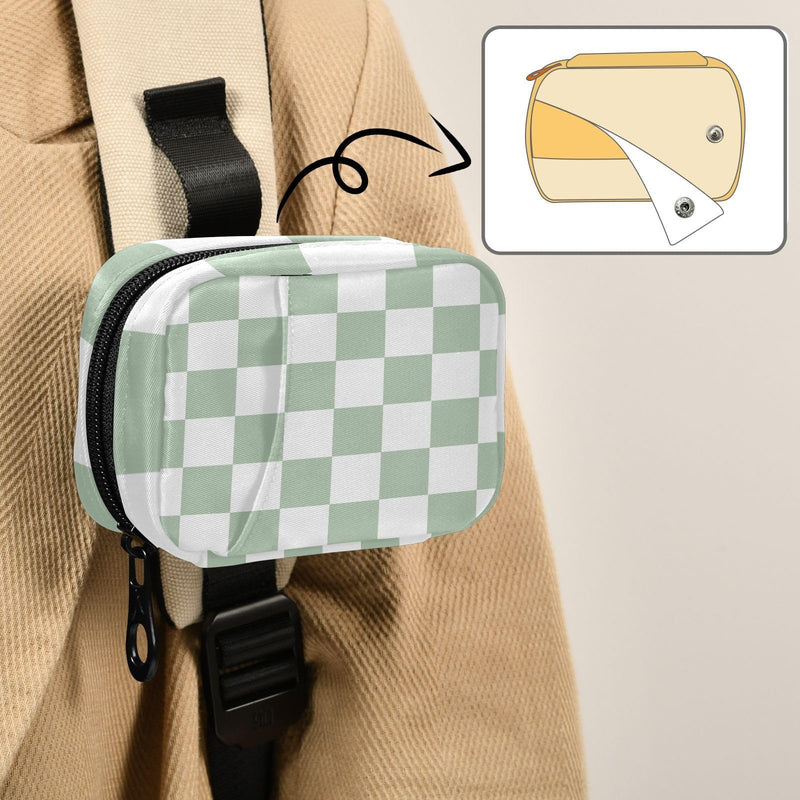 Checkered Green and White Travel Pill Organizer Weekly Small (Cute) Pill Box 7 Day Pill Case Vitamin Holder Pill Bottle Organizer Checkered Green and White one size