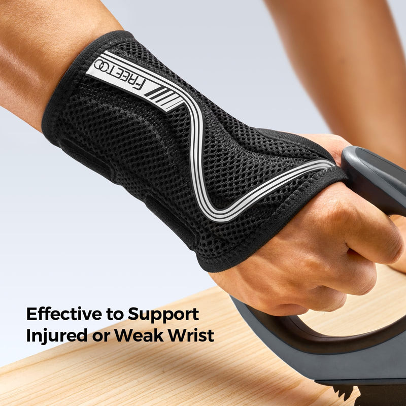 FREETOO Wrist Brace for Carpal Tunnel,[New Upgrade-Anatomically shaped] Adjustable Wrist Support Splint for Men and Women,Hand Brace for Pain Relief, Tendinitis,Arthritis,Right Hand,Medium,Black-Grey Right Hand (Black-Grey) Medium