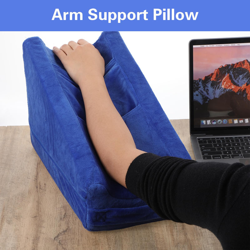 [Australia] - Gray Arm Elevation Pillow with 2 Pockets, Soft Ergonomic Support Pillow for Elbow Arm Rest Wedge Pillow Broken Arm Gifts with High Density Foam for Recovery Sleeping Care 