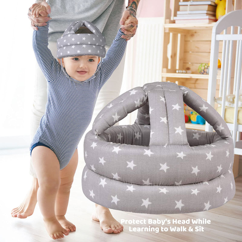[Australia] - Baby Helmet for Crawling Walking Soft Cushion No Bumps Grey Star 1PACK 