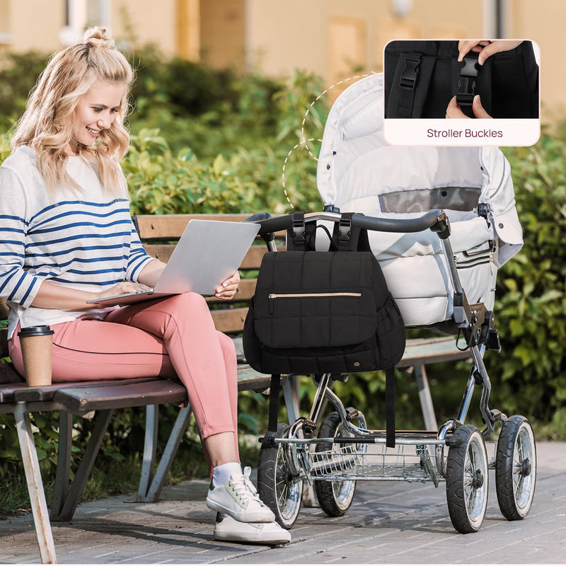 Telena Puffer Makeup Bags for Women with Diaper Bag Backpack Puffer Baby Diaper Bag