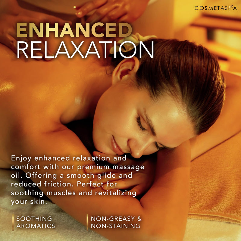 [Australia] - Natural Nourishing Massage Oil with Massage Roller Ball - Therapeutic Citrus & Coconut Massage Oils with Rejuvenating, Hydrating & Aromatic Essential Oils for Dry Skin, Soothes Muscle & Joints 8.8 oz Massage Oil w/ Body Roller 