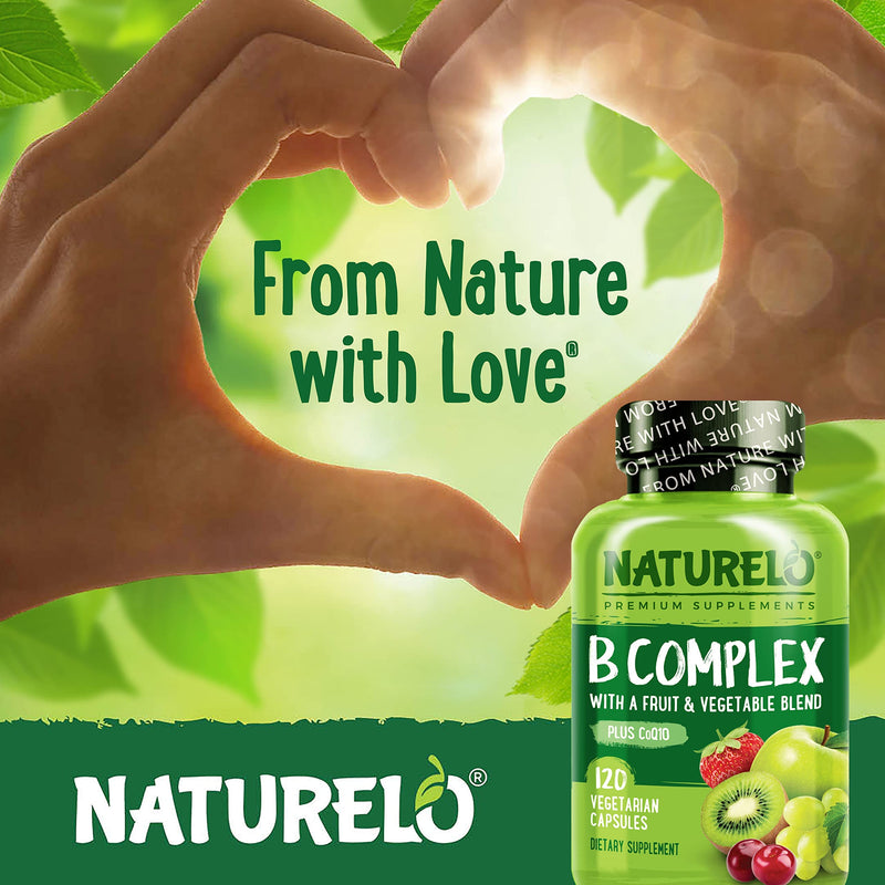 NATURELO Vitamin C Capsules, 90 Count Vitamin B Complex 120 Count Bundle