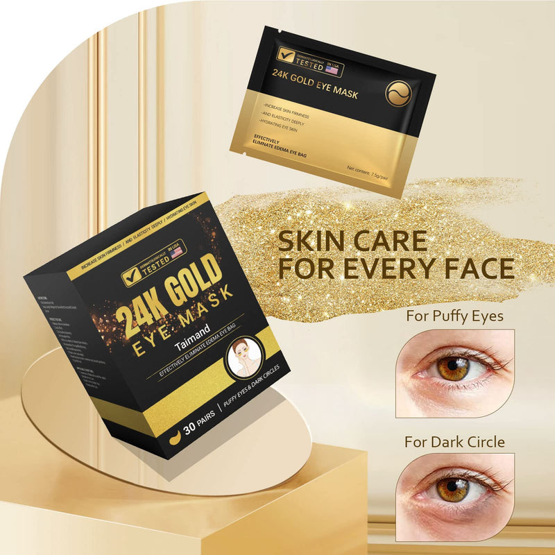 [Australia] - Under Eye Patches (30 Pairs), 24K Gold Under Eye Mask for Puffy Eyes, Dark Circles,Bags and Wrinkles with Collagen,Relieves Pressure and Reduces Wrinkles,Revitalises and Refreshes Your Skin 
