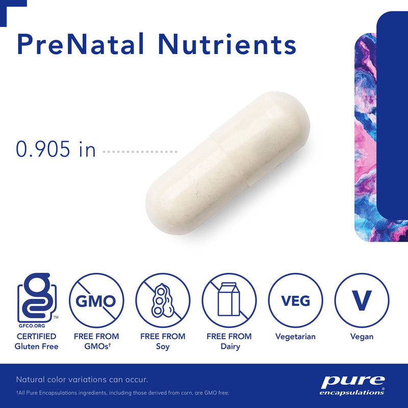 [Australia] - Pure Encapsulations PreNatal Nutrients - for Pregnancy & Lactation - Aids Energy & DNA Development* - with Folate, Choline & Iron - Gluten Free & Non-GMO - 120 Capsules 120 Count (Pack of 1) 