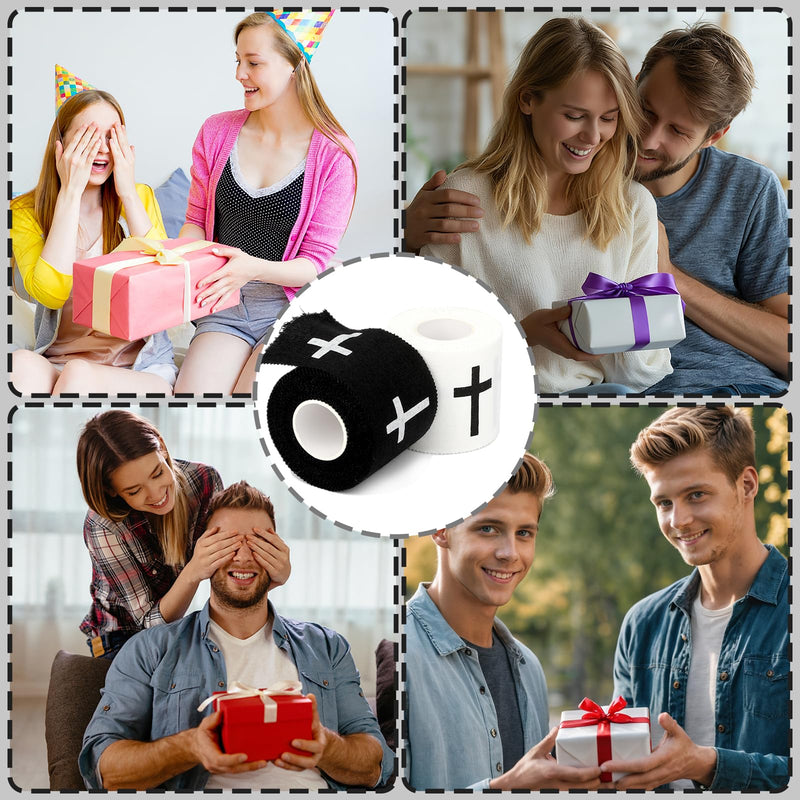 [Australia] - 6Pcs Christian Athletic Tape Cross Sports Tape with Black White Bible Verse Wrist Tapes Cross Athletic Wrist Tape for Sports Football Gymnastics Tennis Boxing Athlete First Aid Injury Wrap,2inx23ft 