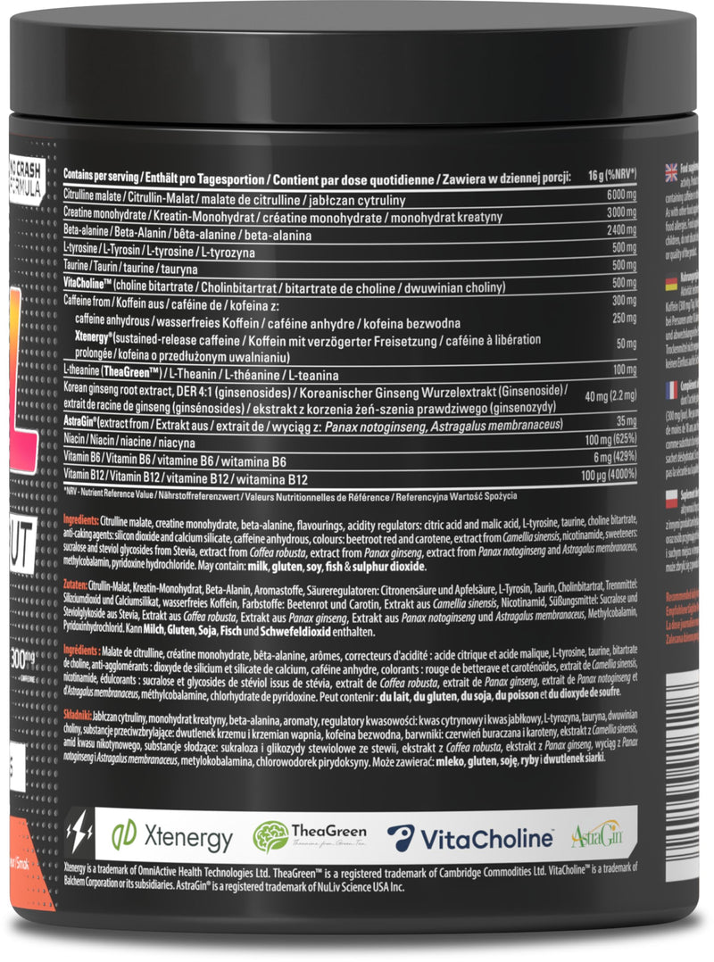 Skill Nutrition Pre-Workout Peach - No-Crash Formula with Extended-Release Caffeine | Xtenergy®, TheaGreen™, Vitacholine®, Astragin® | Vegan, Halal | B-Vitamins, Citrulline, Beta-Alanine