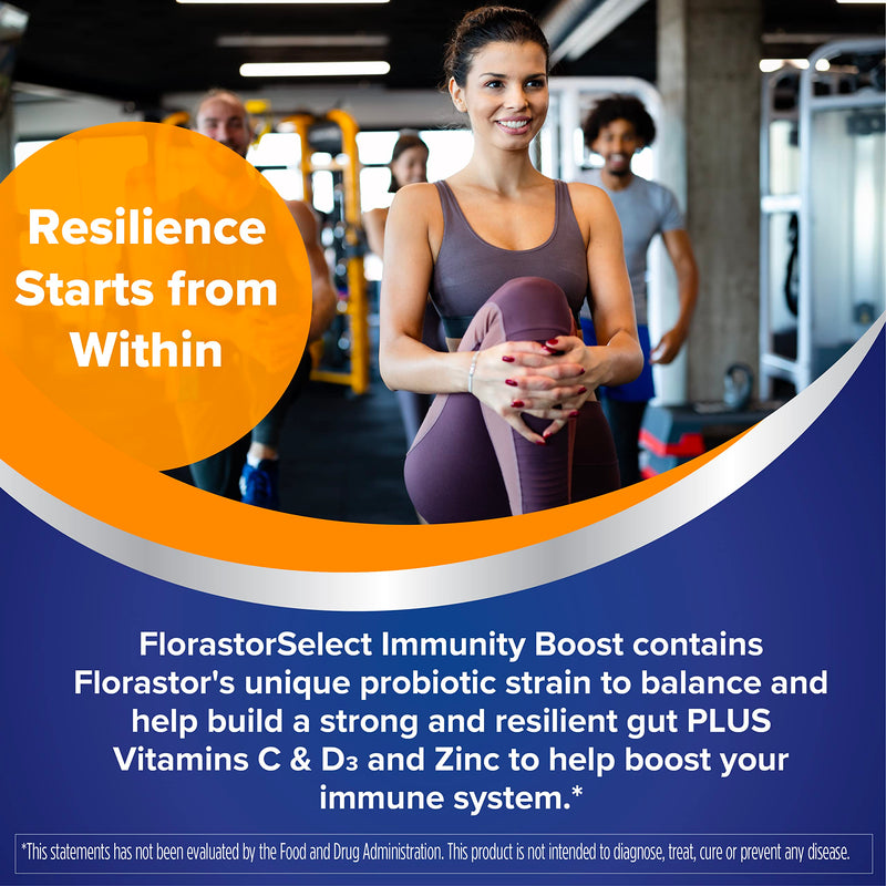 Florastor Advanced Immunity Probiotic, 30 Capsules | Daily Probiotic & Immune Support with Saccharomyces Boulardii Plus Zinc, Vitamin C & D3 30 Count (Pack of 1)