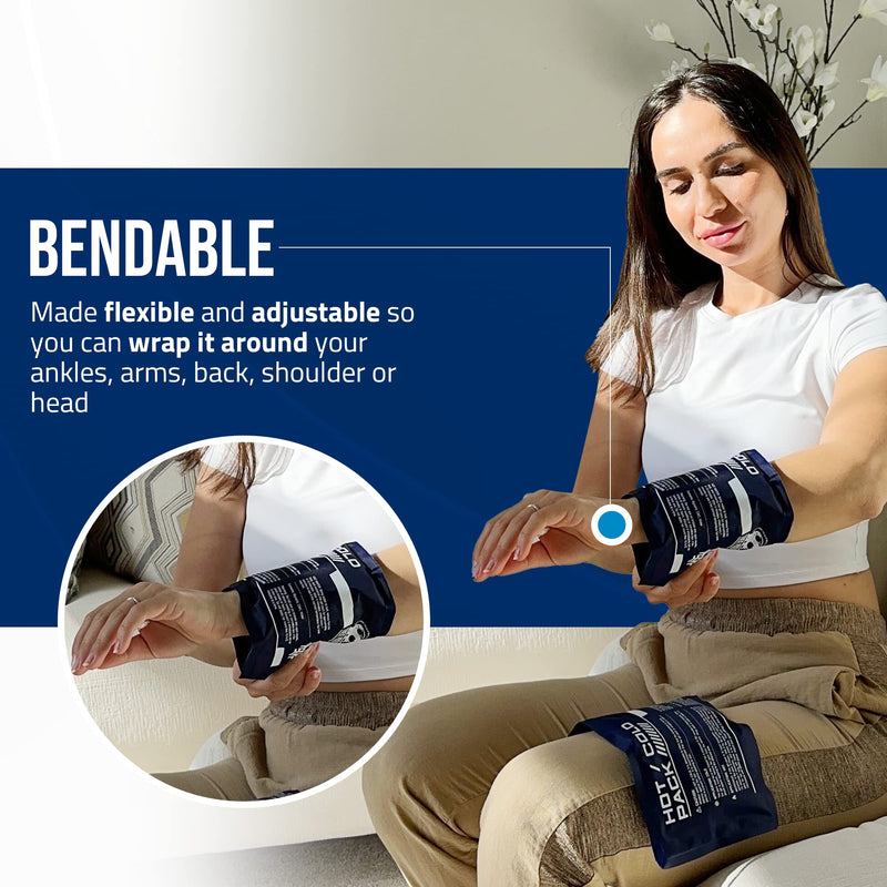 [Australia] - Flexible Ice Pack for Pain Relief - Reusable Gel Pack for Knee, Shoulder, Ankle, Back, and More - Bendable for Customized Comfort Ultra Flexible Gel Packs (2) 