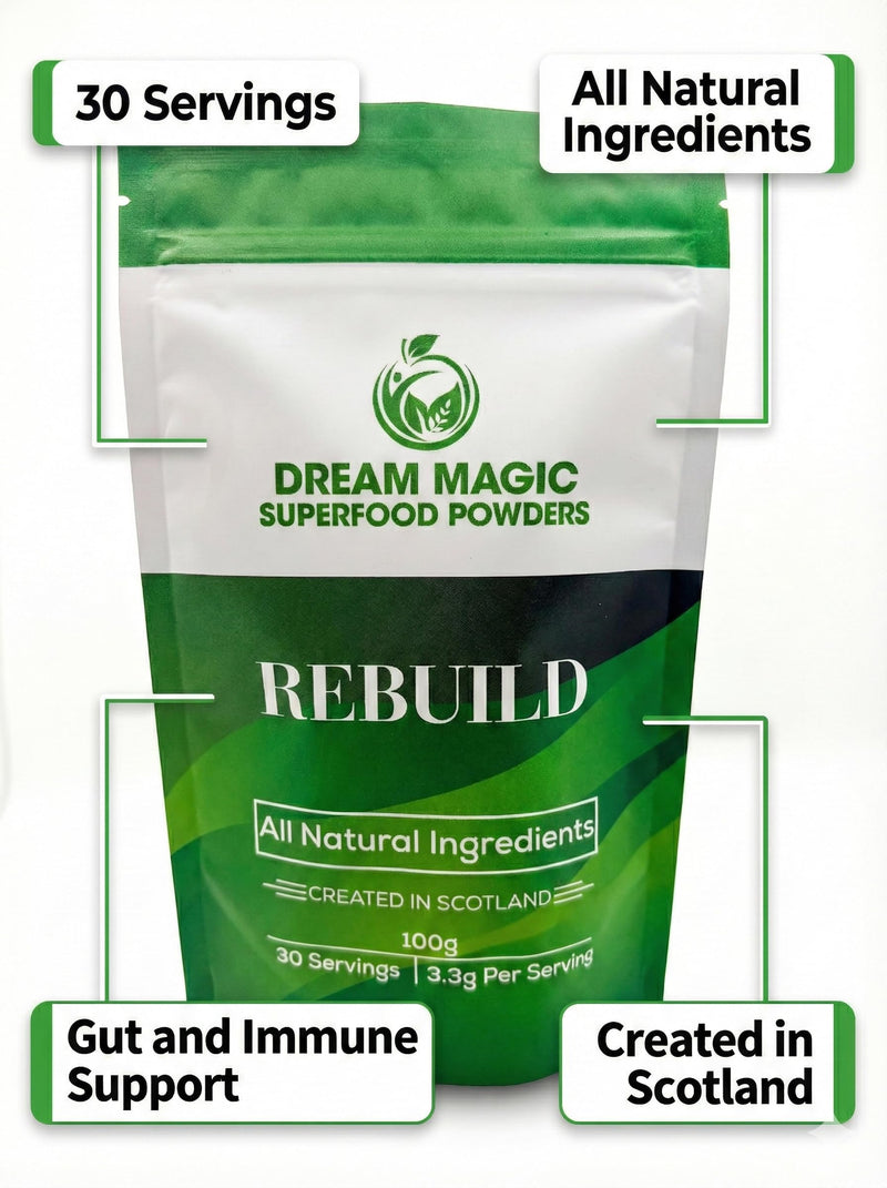 Green Superfood Powder, 30 Servings | Gut Health, Digestion & Immune Support | Vegan Daily Greens with Spirulina, Chlorella, Moringa & Wheatgrass | Great for Smoothies | 100g