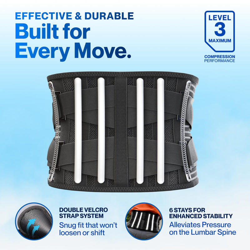 Modvel Back Brace for Lower Back Pain Women and Men – Lumbar Support Belt for Sciatica, Herniated Disc, Muscle Strain – Adjustable Breathable Work Brace with 6 Stays – Support for Posture– Size XXL XX-Large