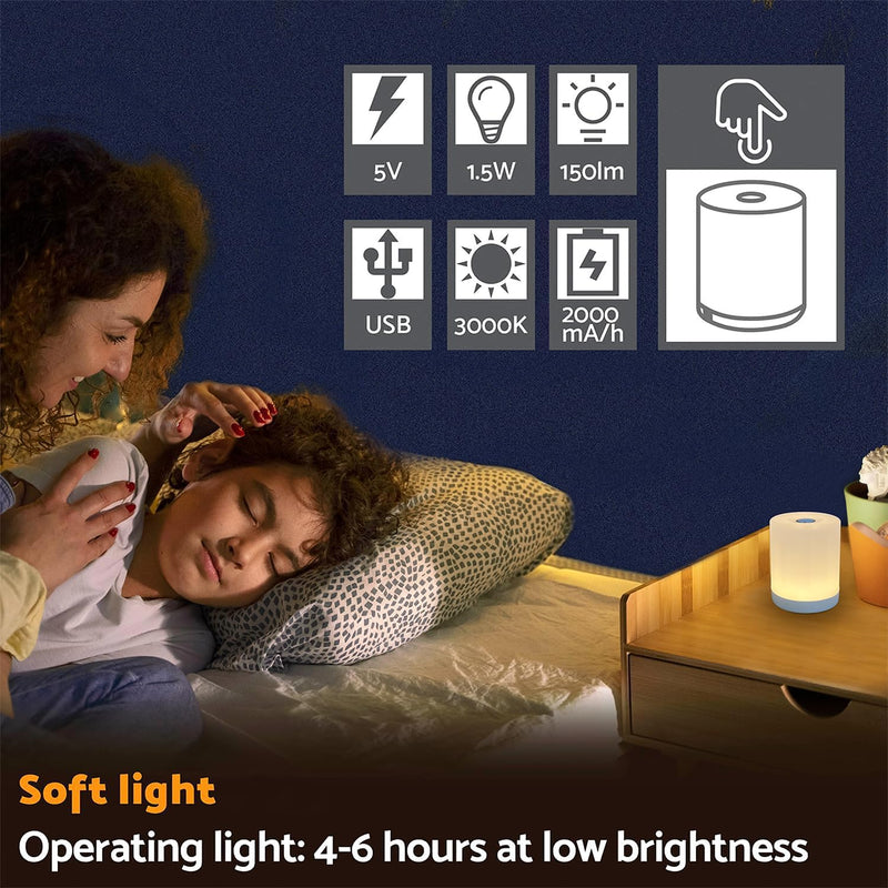 [Australia] - Mini Night Light, Soft Dim Lamp, Small Cordless Touch Night Light Dimmable Portable Rechargeable Battery Operated, Wireless Bedside Table Lamps for Baby Nursery, Bedroom, Hallway Warm White 