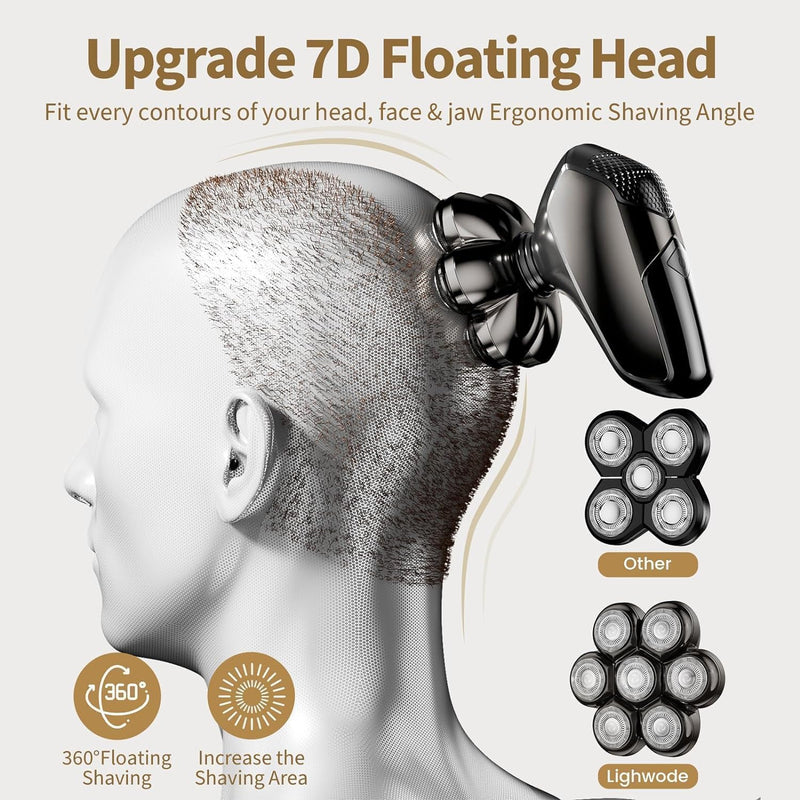 [Australia] - SHPAVVER Head Shavers for Bald Men: 5-in-1 Electric Razor - IPX7 Waterproof Shaving Grooming Kit for Balder - Turbo Speed & Precision Blades Dark Black 