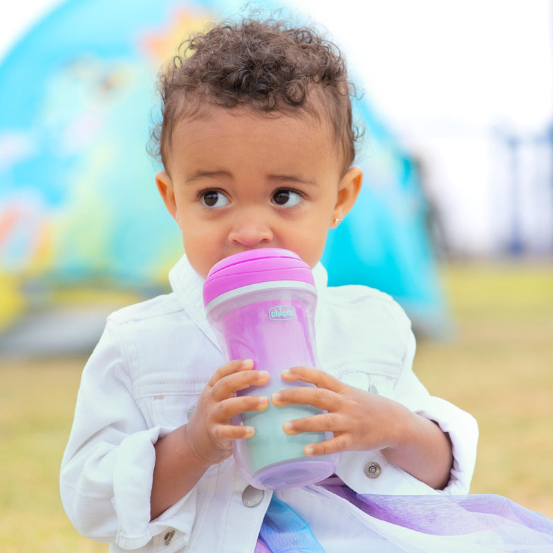 [Australia] - Chicco Double-Wall Insulated Sippy Cup with Bite-Proof Rim Spout and Spill-Free Lid 9oz.| Top-Rack Dishwasher Safe | Easy to Hold Ergonomic Indents | Pink/Teal/Purple Ombre, 2pk| 12+ months 9 Ounce 