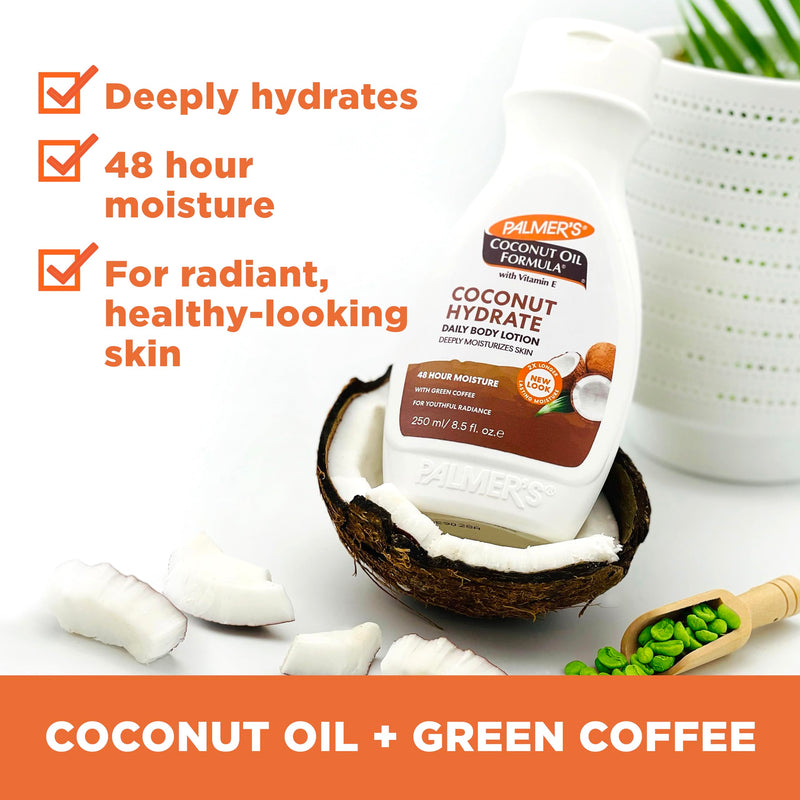 Palmer's Coconut Oil Formula Body Lotion for Dry Skin (8.5 Fl Oz) | A hydrating hand and body moisturizer with Green Coffee Extract and Vitamin E for 48 hour moisture and radiant skin WHITE 8.5 Fl Oz (Pack of 1)