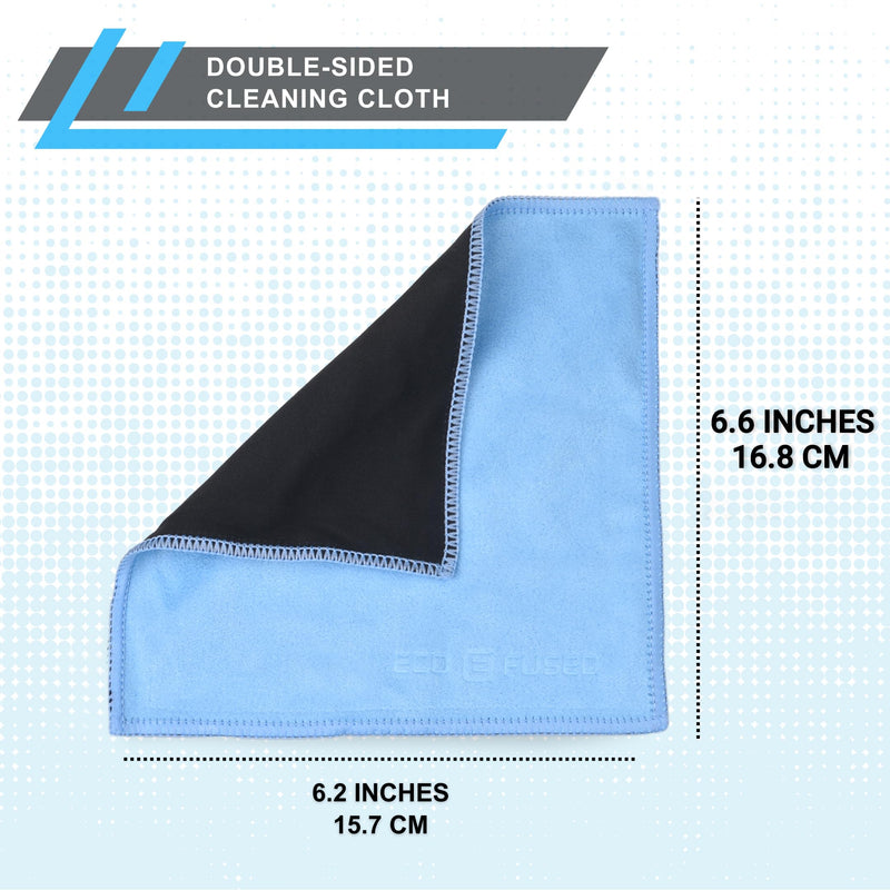 [Australia] - Eco-Fused Microfiber Cleaning Cloths - 5 Pack - Double-Sided Cleaning Cloths - Microfiber and Suede Cloth for Smartphones, LCD TV, Tablets, Laptop Screens, Camera Lenses and Delicate Surfaces 5 Pack - 6.6 X 6.2" (Blue) 